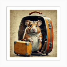 Hamster In Suitcase 3 Art Print