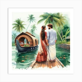 Kerala Houseboat Art Print