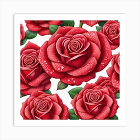 Red Roses Seamless Pattern 6 Art Print