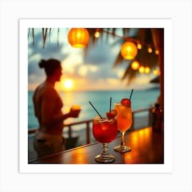 Cocktails at sunset Art Print