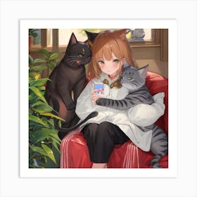 Cat Girl Art Print