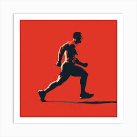 Silhouette Of A Man Running Art Print