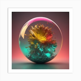 An Abstract Color Explosion 1, that bursts with vibrant hues and creates an uplifting atmosphere. Generated with AI,Art style_Glass Art,CFG Scale_3,Step Scale_50. Art Print