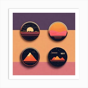 4 Badges Lo Fi Music With Minimalist Design (10) Art Print