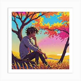 Boy In The Tree Art Print