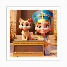 Egyptian Princess And Cat Art Print