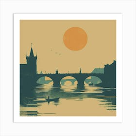 A Prague With Charles Bridge Minimal Illustratio 1720467905 1 Art Print