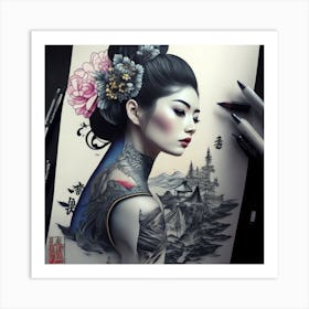 Asian Tattooed Woman Art Print
