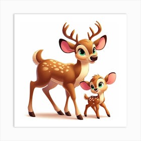 A deer with a small fawn 1 Art Print