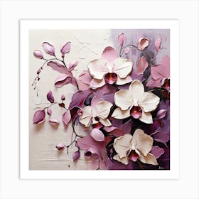 Pattern with mauve Orchid flowers 2 Art Print