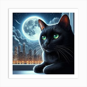 Black Cat In The Window 3 Art Print