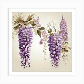 Flowers of Wisteria, Vector art Art Print