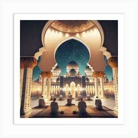 Islamic Mosque At Night 6 Art Print