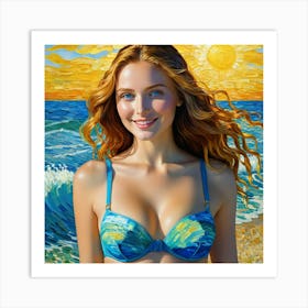 Girl On The Beach gj Art Print