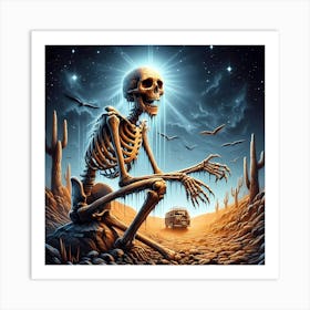 Skeleton In The Desert Art Print