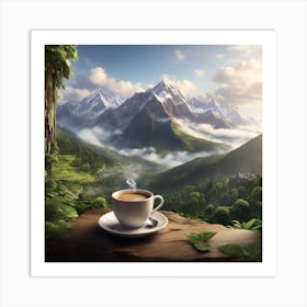 Coffee Cup In The Mountains Art Print