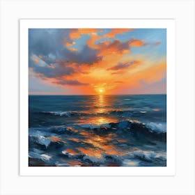 Sunset Over The Ocean 18 Art Print