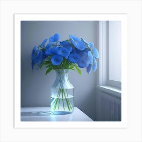 Blue Flowers In A Vase 1 Art Print