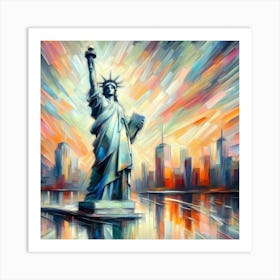 Creative Color Brush Painting Liberty Statue New York 1 Art Print