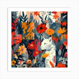 Cat In The Garden Art Print