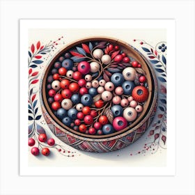 Scandinavian Art, Schisandra berries 2 Art Print