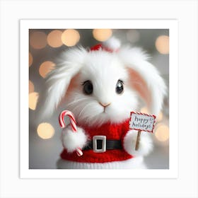 Cute Bunny In A Christmas Costume Art Print