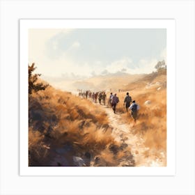 People Walking In The Desert Art Print