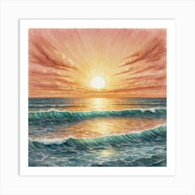 Sunset At The Beach 1 Art Print