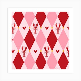 Lobsters And Hearts | Harlequin Print Poster