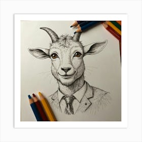 Goat In A Suit Art Print