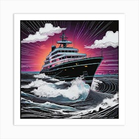 Yacht In The Ocean Art Print