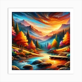 Sunset In The Mountains 33 Art Print