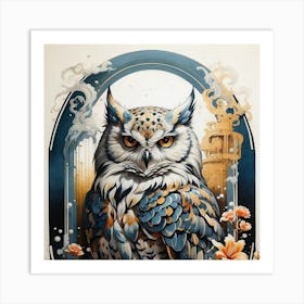 Owl In A Window Art Print