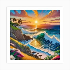 Sunset At The Beach 3 Art Print