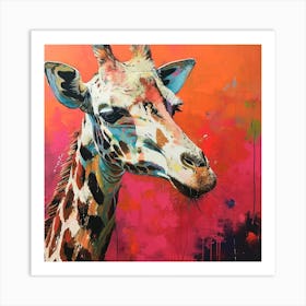 Warm Impasto Portrait Of A Giraffe 3 Art Print