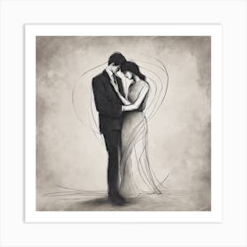 Couple Hugging 4 Art Print