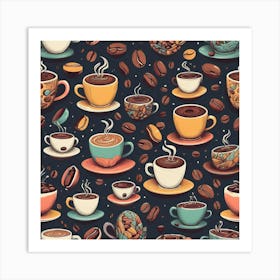 Coffee Seamless Pattern 10 Art Print