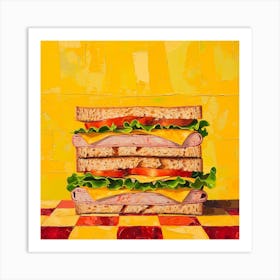 Club Sandwich Yellow Checkerboard 3 Art Print