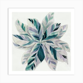 Watercolor painting of turquoise leaves Art Print