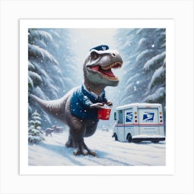 T-Rex Special Delivery Art Print