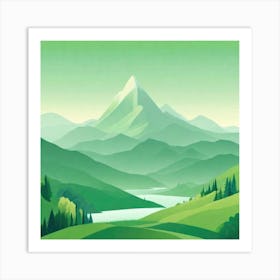 Misty mountains background in green tone 51 Art Print