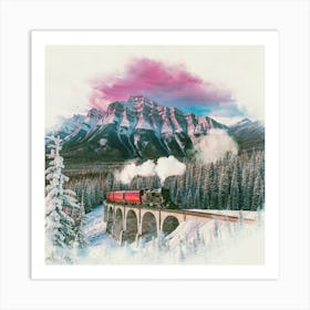 Train In The Mountains Canvas Print Art Print