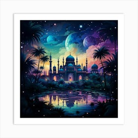 Islamic Mosque At Night 2 Art Print