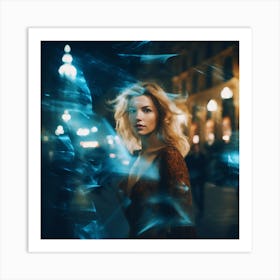 Portrait Of A Woman At Night Art Print