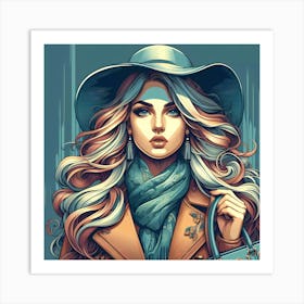 Girl In A Hat 6 Art Print