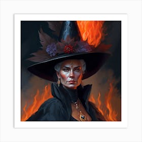 Witch On Fire Art Print