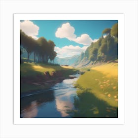 River In The Countryside 13 Art Print