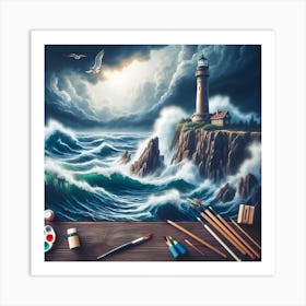 Lighthouse Painting Art Print