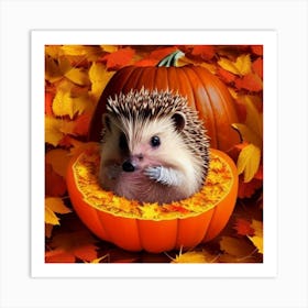 Hedgehog In Pumpkin Art Print