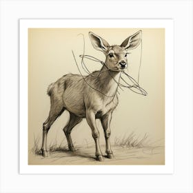 Deer Drawing 45 Art Print